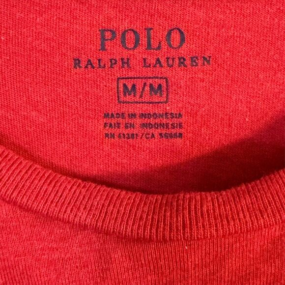 Polo Ralph Lauren Henley Shirt Men’s Medium Red Long Sleeve Knit Cotton Logo - Picture 2 of 10
